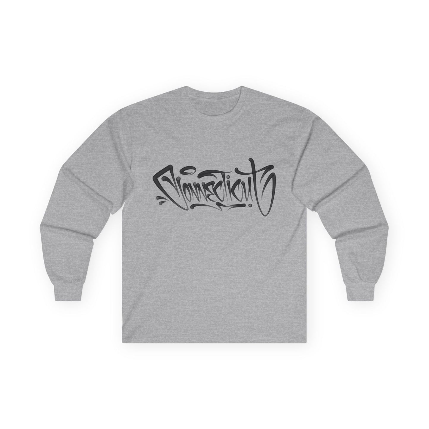 Connecticut Graffiti Long Sleeve Tee Light Colored  | Drip Style CT Hip Hop Shirt | Urban Spray Paint Lettering | Connecticut Pride Streetwear