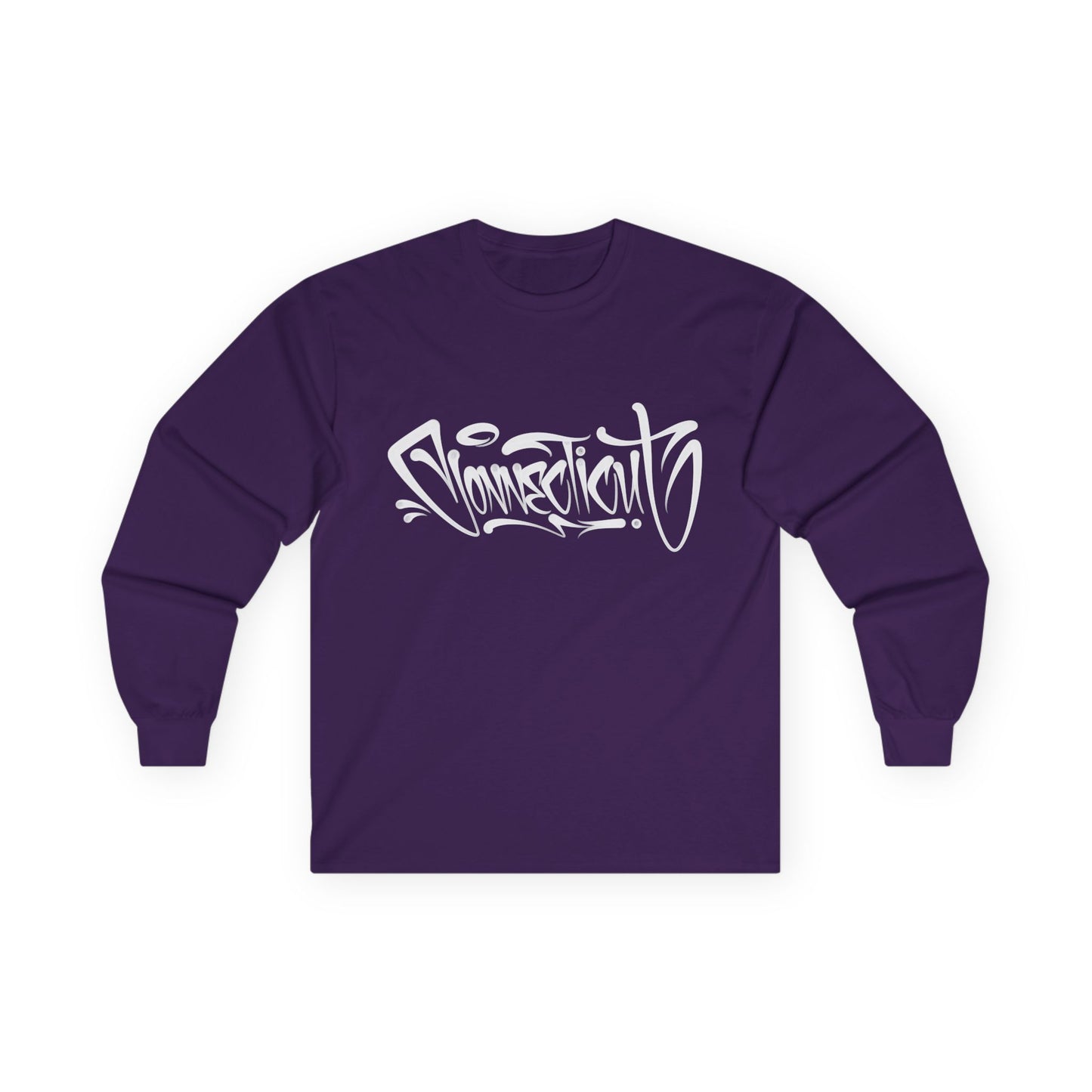 Connecticut Graffiti Long Sleeve Tee Dark Colored  | Drip Style CT Hip Hop Shirt | Urban Spray Paint Lettering | Connecticut Pride Streetwear