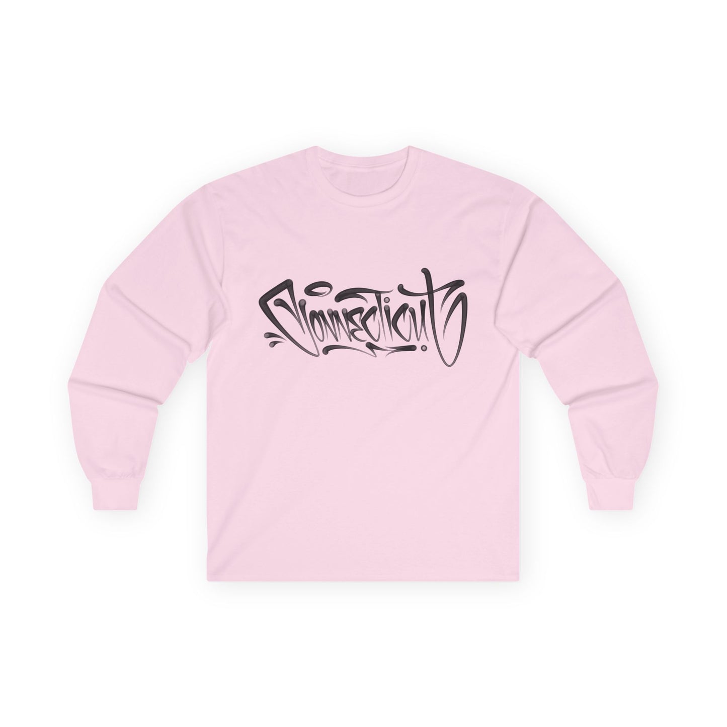 Connecticut Graffiti Long Sleeve Tee Light Colored  | Drip Style CT Hip Hop Shirt | Urban Spray Paint Lettering | Connecticut Pride Streetwear