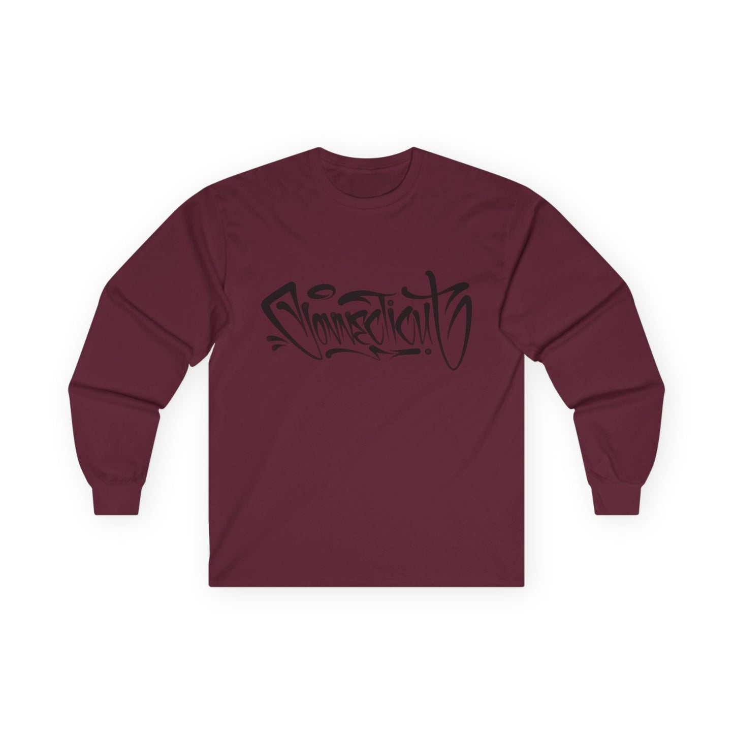 Connecticut Graffiti Long Sleeve Tee Light Colored  | Drip Style CT Hip Hop Shirt | Urban Spray Paint Lettering | Connecticut Pride Streetwear