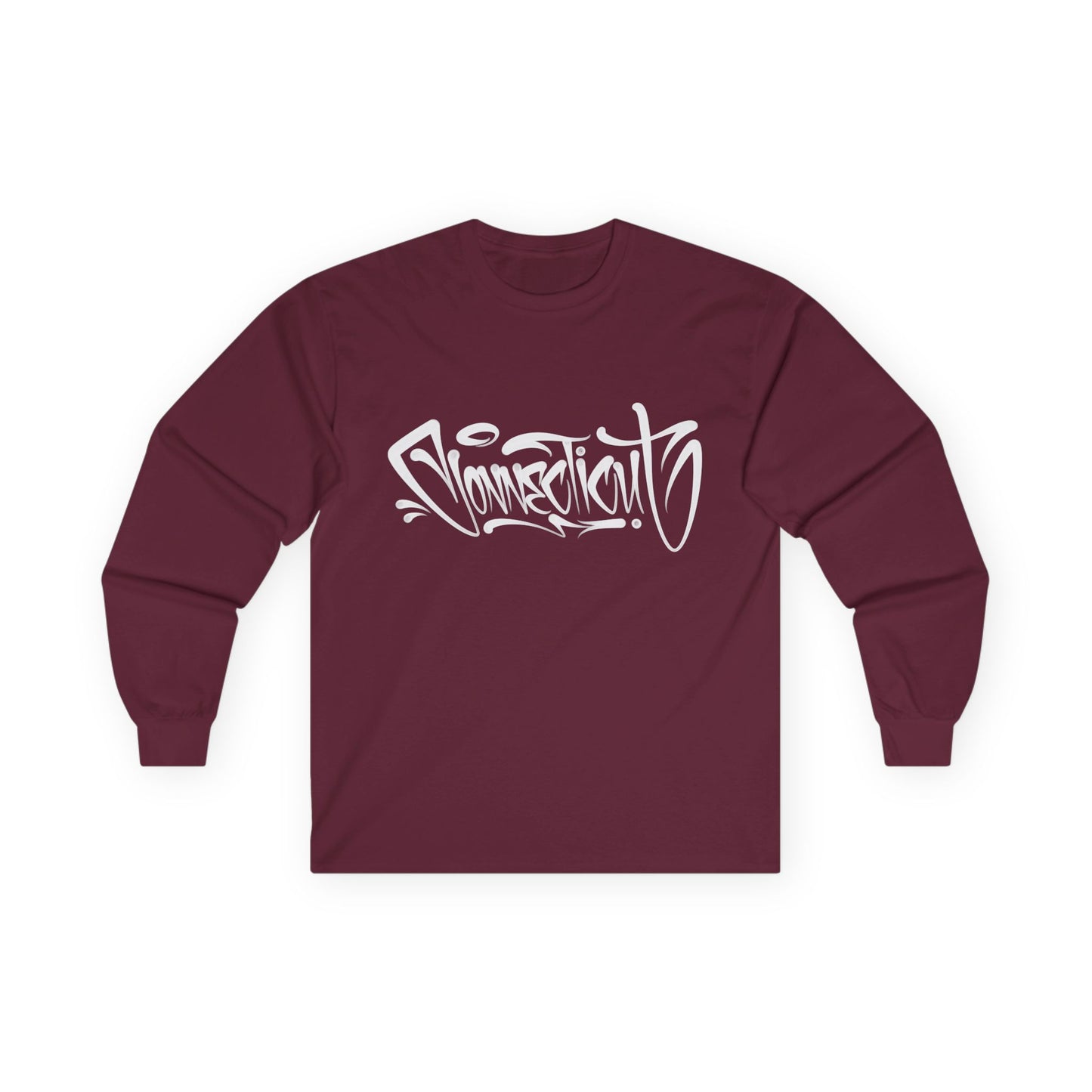Connecticut Graffiti Long Sleeve Tee Dark Colored  | Drip Style CT Hip Hop Shirt | Urban Spray Paint Lettering | Connecticut Pride Streetwear