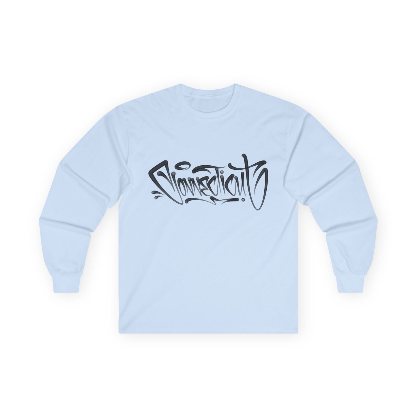 Connecticut Graffiti Long Sleeve Tee Light Colored  | Drip Style CT Hip Hop Shirt | Urban Spray Paint Lettering | Connecticut Pride Streetwear