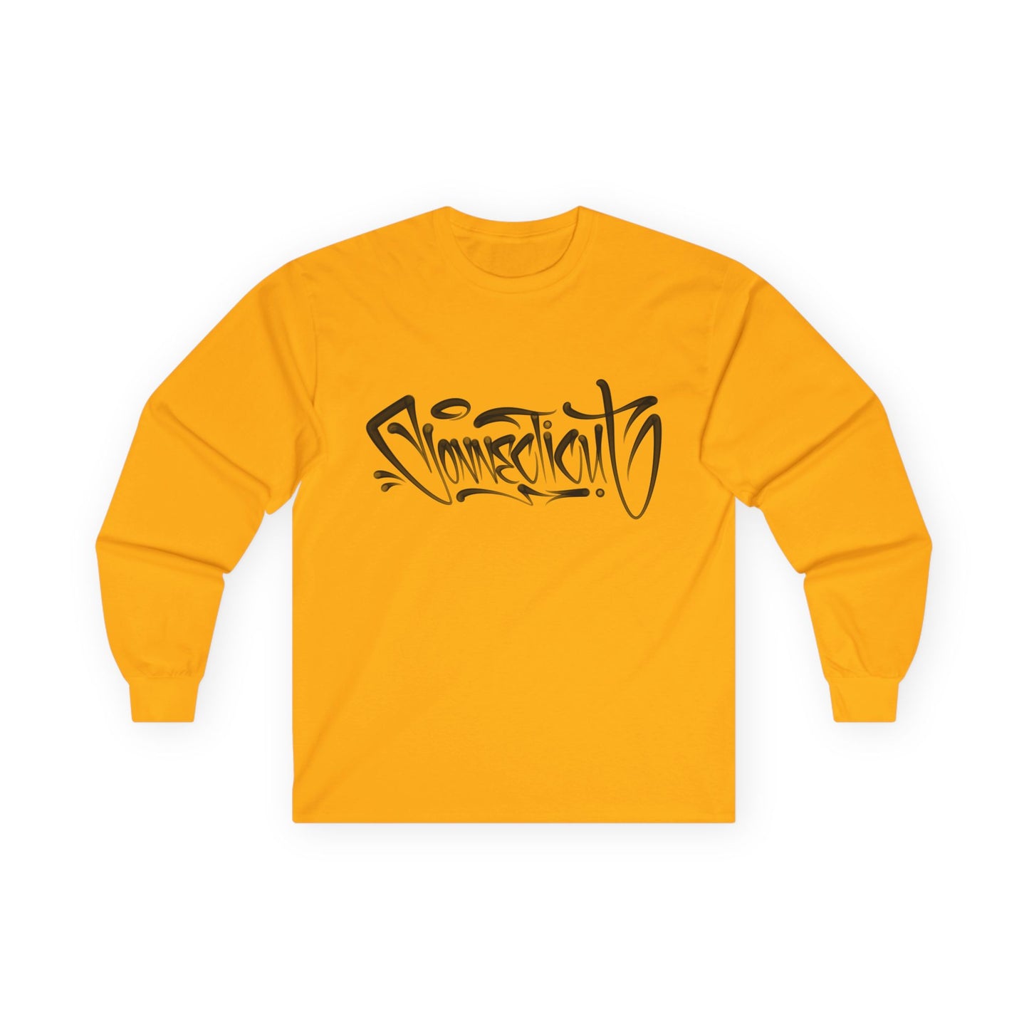 Connecticut Graffiti Long Sleeve Tee Light Colored  | Drip Style CT Hip Hop Shirt | Urban Spray Paint Lettering | Connecticut Pride Streetwear