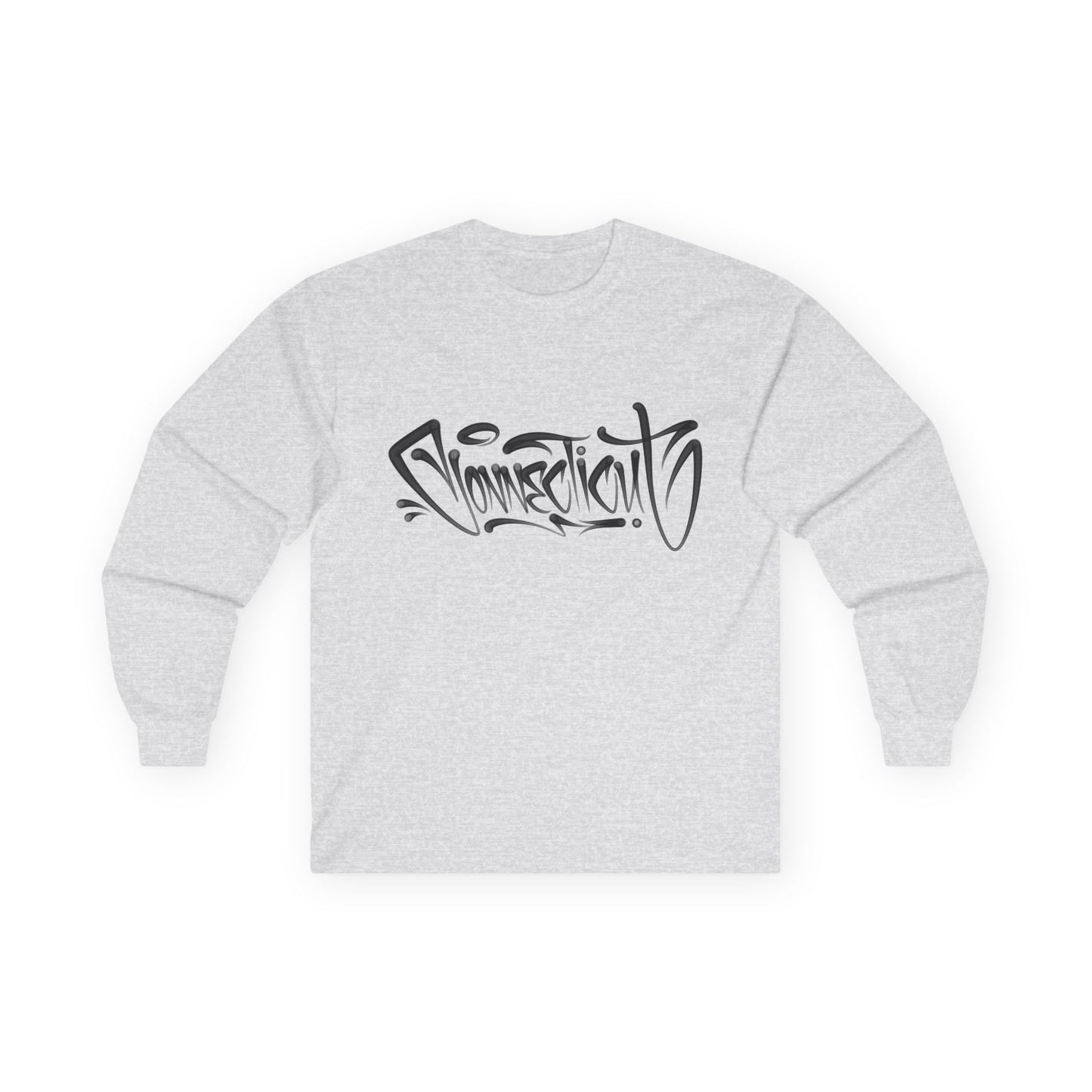 Connecticut Graffiti Long Sleeve Tee Light Colored  | Drip Style CT Hip Hop Shirt | Urban Spray Paint Lettering | Connecticut Pride Streetwear
