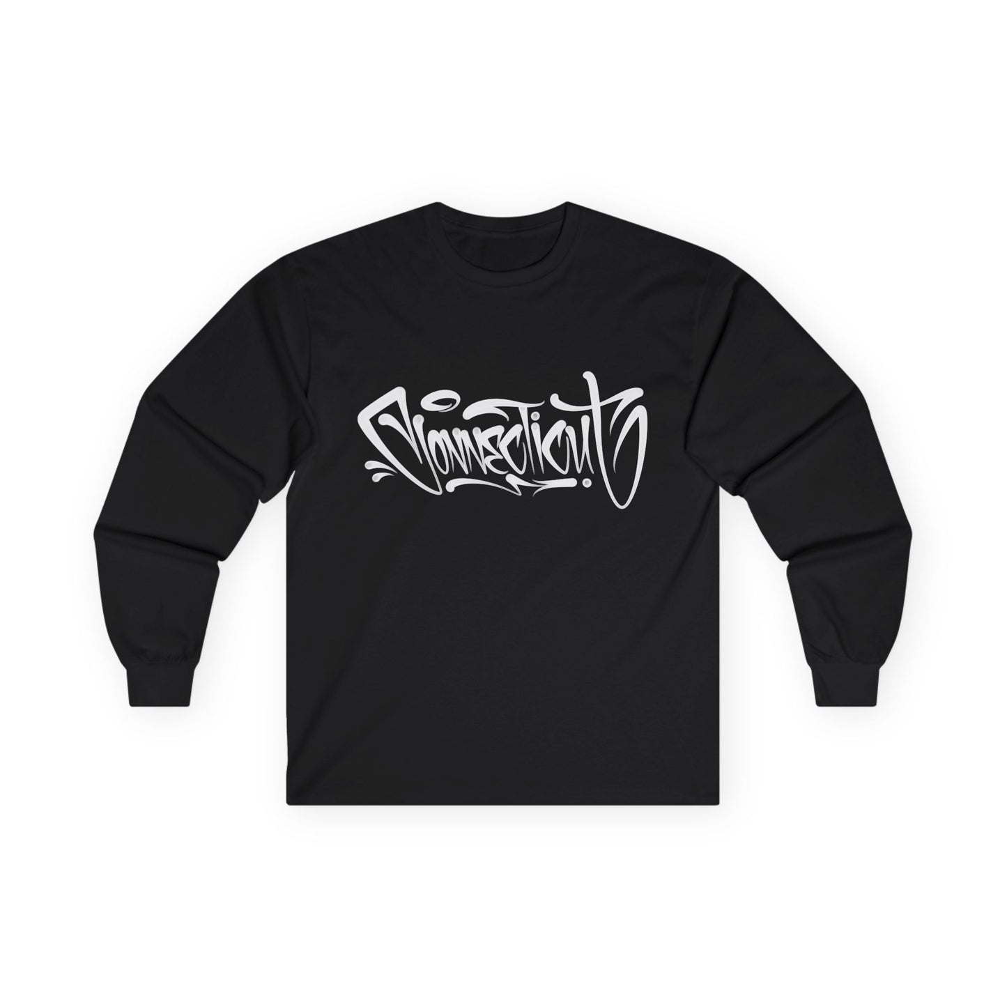 Connecticut Graffiti Long Sleeve Tee Dark Colored  | Drip Style CT Hip Hop Shirt | Urban Spray Paint Lettering | Connecticut Pride Streetwear