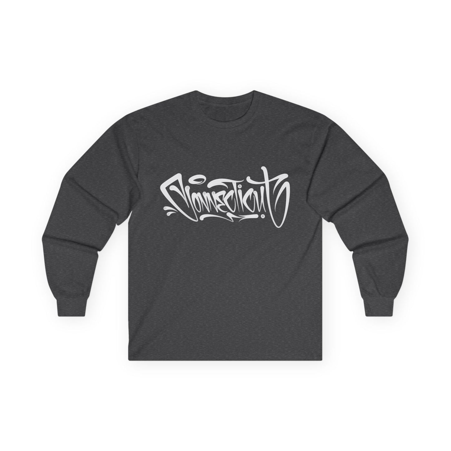 Connecticut Graffiti Long Sleeve Tee Dark Colored  | Drip Style CT Hip Hop Shirt | Urban Spray Paint Lettering | Connecticut Pride Streetwear