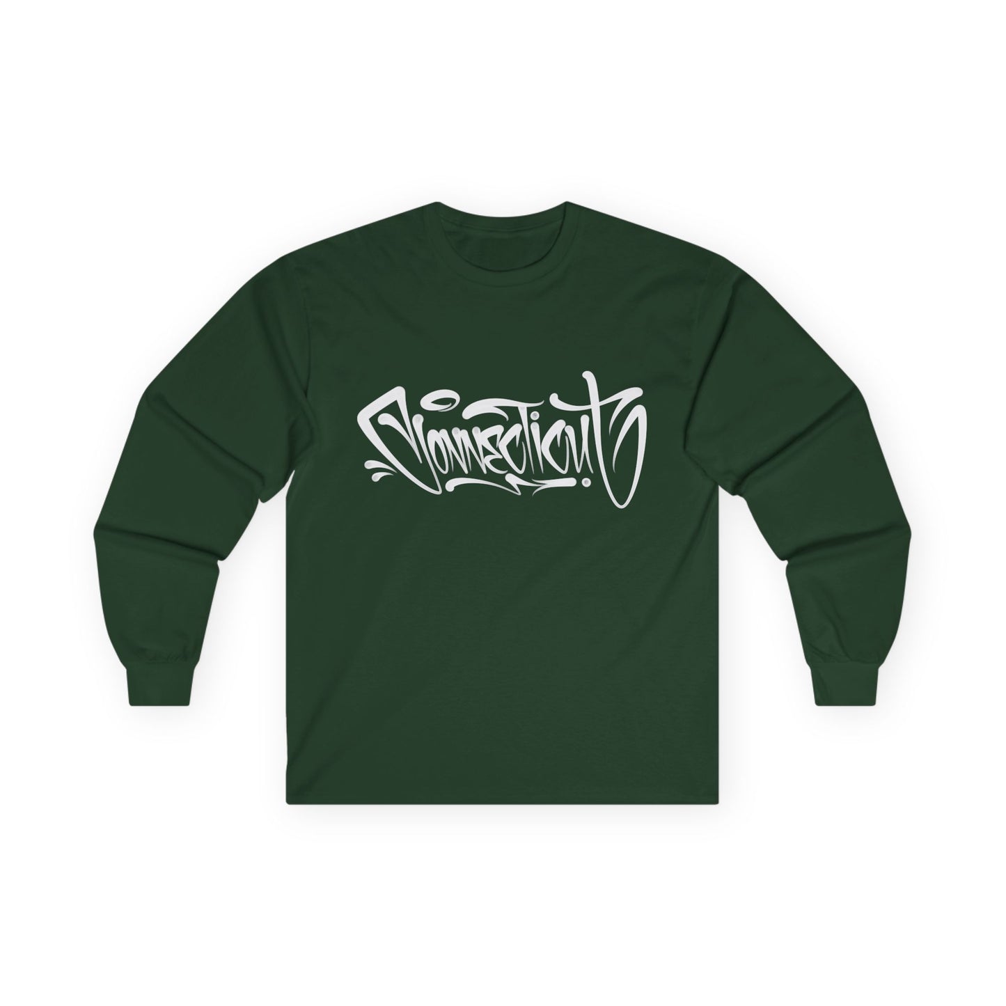 Connecticut Graffiti Long Sleeve Tee Dark Colored  | Drip Style CT Hip Hop Shirt | Urban Spray Paint Lettering | Connecticut Pride Streetwear