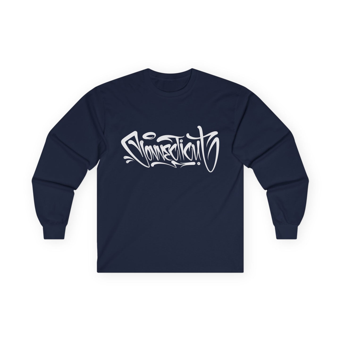 Connecticut Graffiti Long Sleeve Tee Dark Colored  | Drip Style CT Hip Hop Shirt | Urban Spray Paint Lettering | Connecticut Pride Streetwear