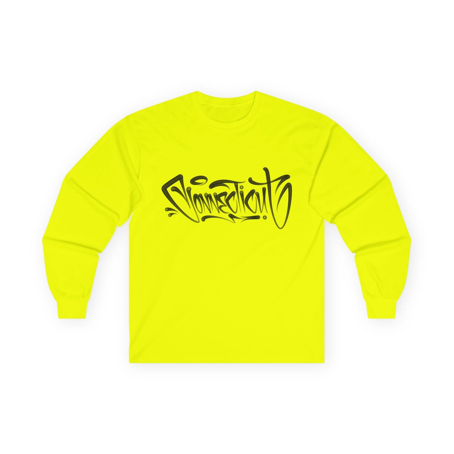 Connecticut Graffiti Long Sleeve Tee Light Colored  | Drip Style CT Hip Hop Shirt | Urban Spray Paint Lettering | Connecticut Pride Streetwear