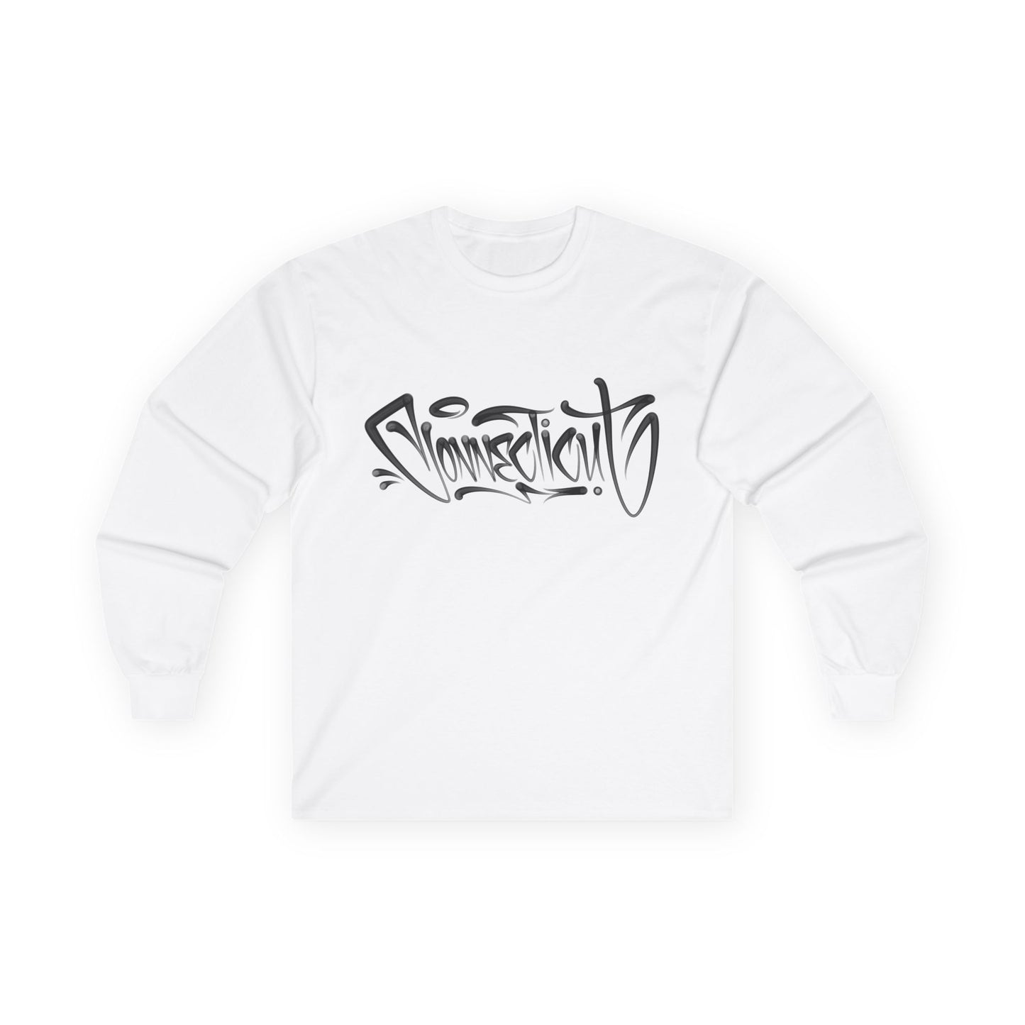 Connecticut Graffiti Long Sleeve Tee Light Colored  | Drip Style CT Hip Hop Shirt | Urban Spray Paint Lettering | Connecticut Pride Streetwear